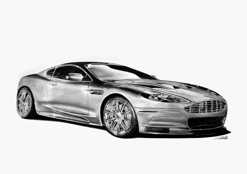 Aston Martin DBS Pencil drawing Aston Martin commission done on A2 17x24 