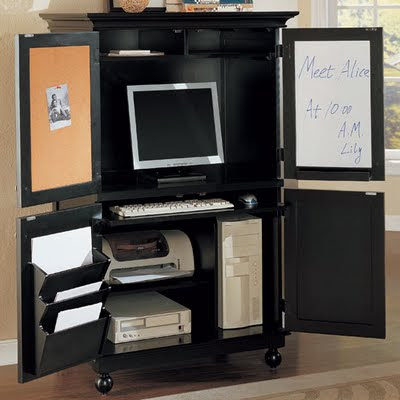 Modern Design Furniture  on Store Modern Furniture Nyc  Black Louvered Design Computer Cabinet Cr