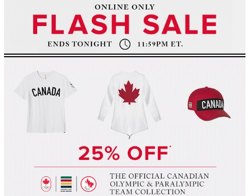 Hudson's Bay Flash Sale 25% Off Team Canada Gear‏