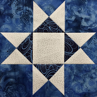 Ohio Star (reversed) Quilt Block - Blue & White Sampler