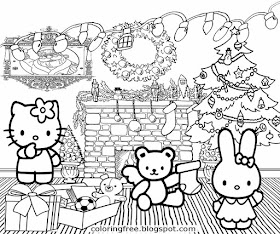 Holiday tree decor cute hello kitty Christmas card ideas printable girls pretty coloring pictures