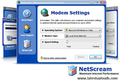 NetScream v1.10.22.2012 fully cracked with patch - software to improve internet speed
