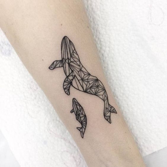 Geometric-Whale-Mother-with-Child-Tattoo