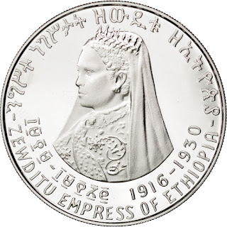 Ethiopia 5 Dollars Silver Coin 1972 Empress Zewditu