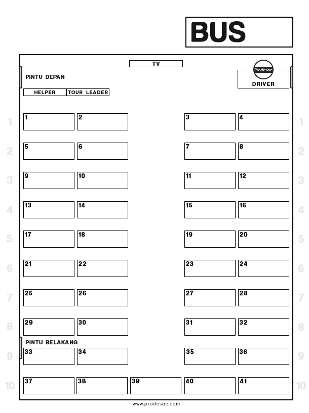 Download Denah Kursi Bus Pariwisata File JPG dan PNG