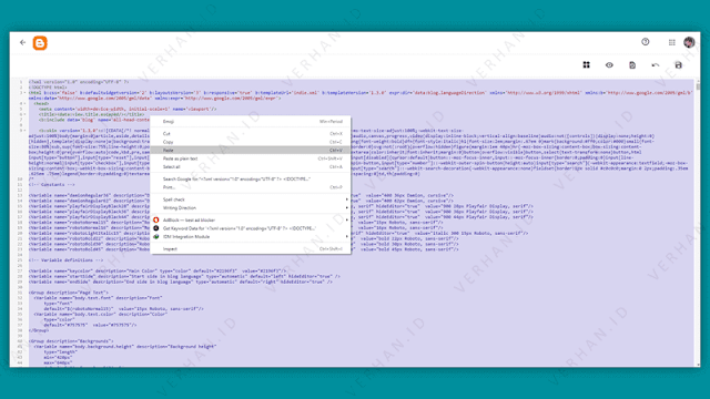 paste template blogger brosense
