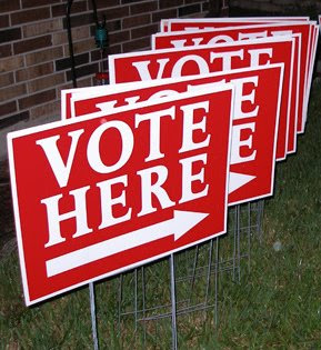 Vote Here signs