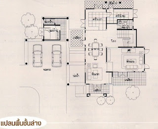 แปลนพื้นชั้นล่าง บ้านทรงไทย