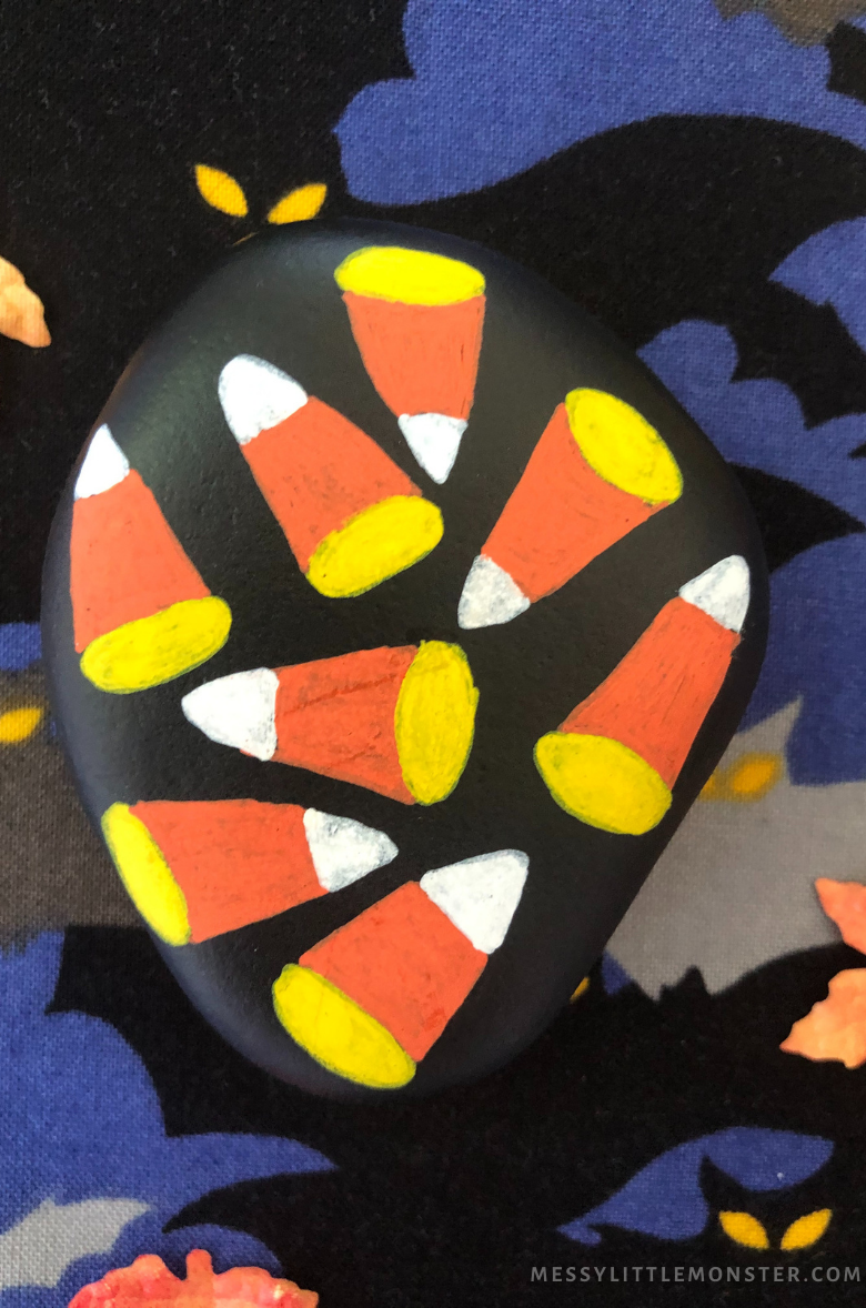 Halloween rock painting - Candy Corn