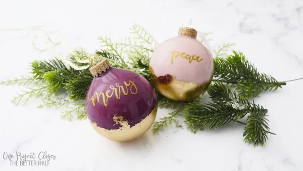 gold leaf Christmas ball ornaments