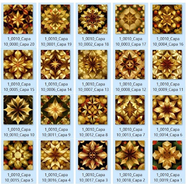 Thumbnail images of the Christmas Mandala Golden Paper Texture Set