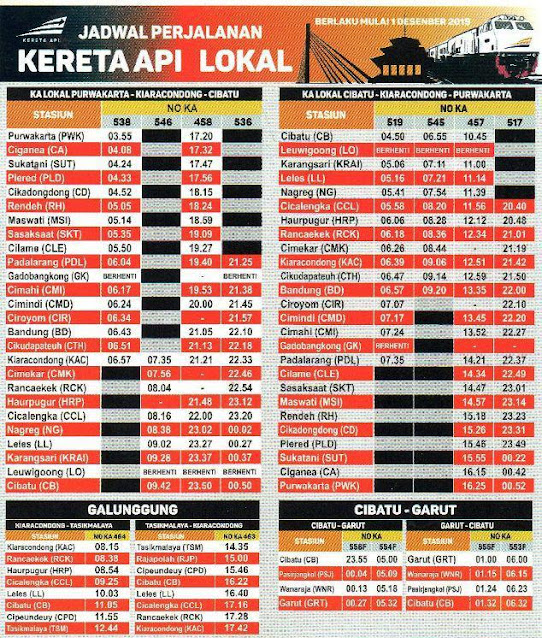 JADWAL KERETA LOKAL CIBATU-PURWAKARTA-CIBATU Dan jadwal KERETA LOKAL GALUNGGUNG: KIARA CONDONG-TASIKMALAYA-KIARA CONDONG, KERETA CIBATU-GARUT-CIBATU