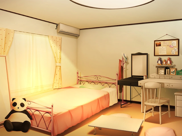 Anime Girl Kawaii Bedroom Background (sunset)