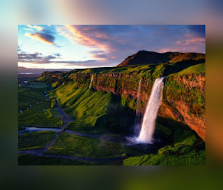 This is mesmerizing illustraton of Seljalandsfoss (One of the most beautiful waterfalls in the world)