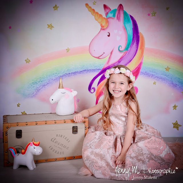 séance photos à thème pour les enfants en studio, thème licorne