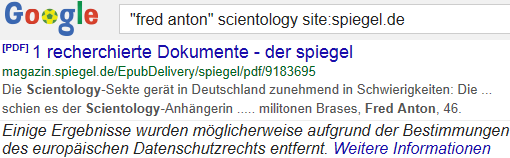 Spiegel: Wie tausend Metastasen, Fred Anton, Scientology