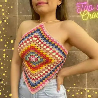 Crea Maravilloso Top Halter a Ganchillo