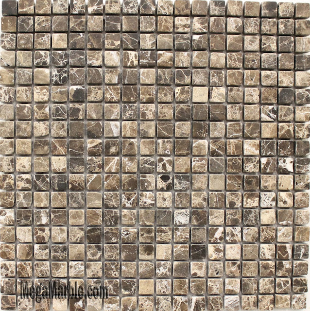 Emperador Dark Marble, Tumbled 58 x 58 Marble Mosaic Tiles