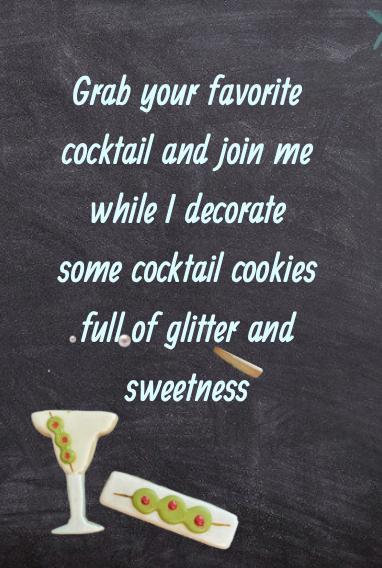 Pinterest tv,Pinterest Immersive,the cookie couture on Pinterest, cocktail cookies, cookie happy hour, glitter cookies, how to decorate cookies with glitter, cookie decorating,  Pinterest TV cookies,
