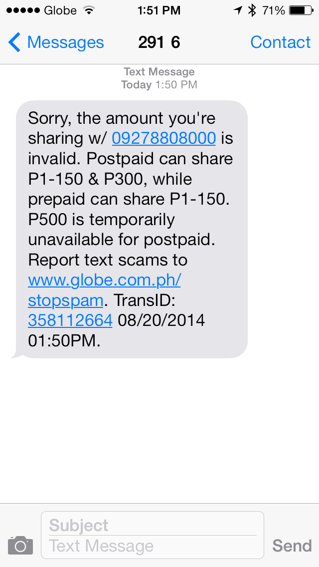 share-a-load text scam