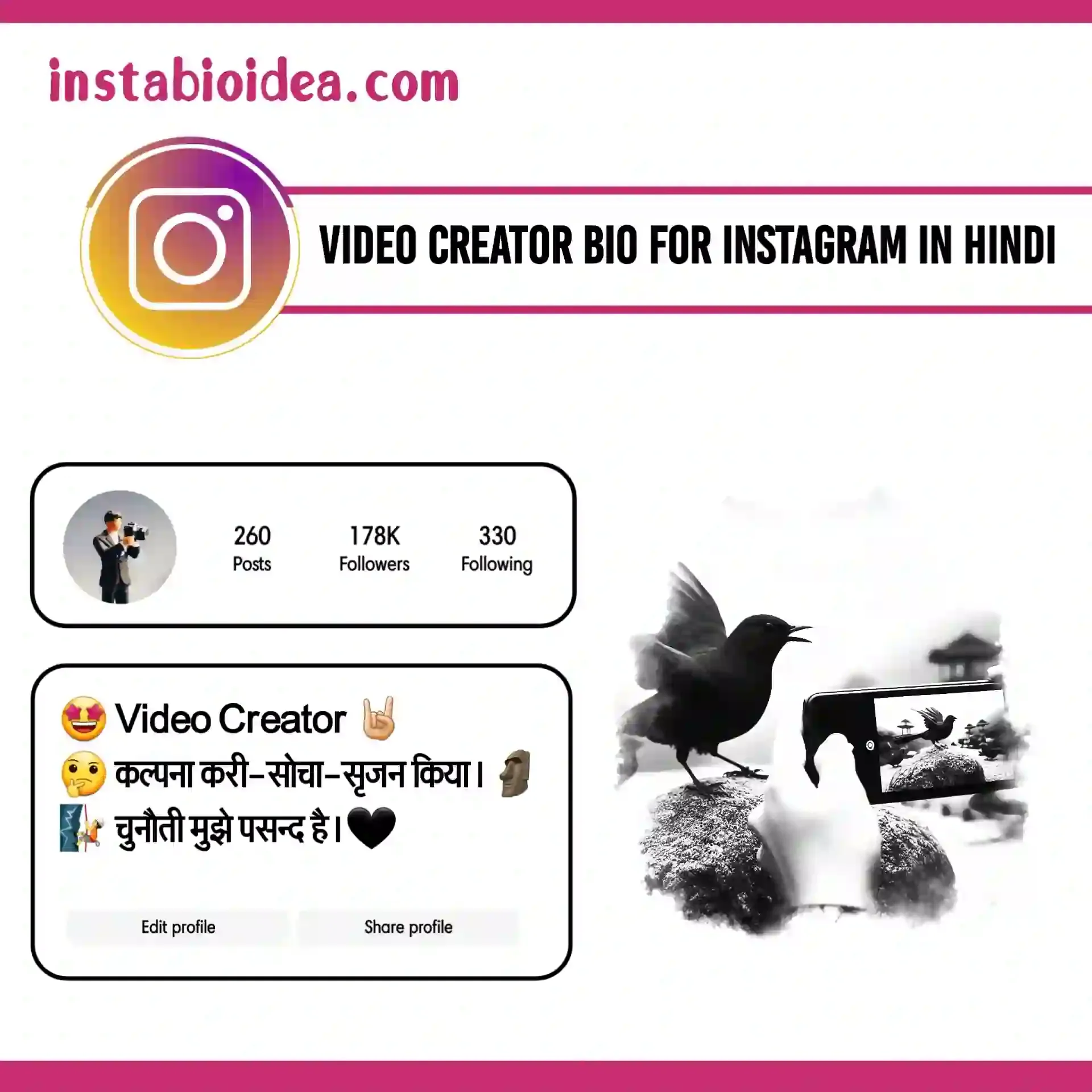 video creator bio for instagram in hindi image