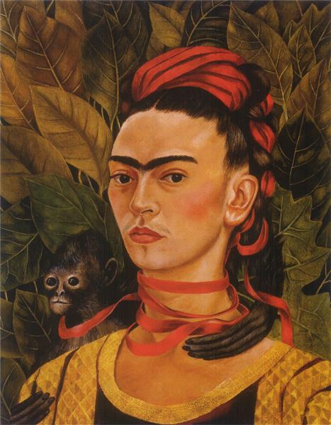 Self Portrait with monkey, Frida Kahlo, 1940