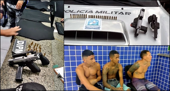 VÍDEO: Polícia Militar prende trio com armas de fogo e colete balístico em Parnaíba