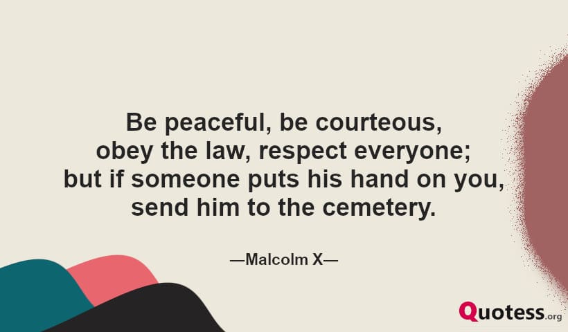 Be peaceful, be courteous, obey the law, respect everyone; but if someone puts his hand on you...