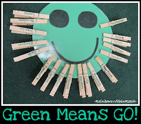 photo of: Happy Face Behavior Chart w Individual Clothes Pins (Behavior Chart RoundUP via RainbowsWithinReach)