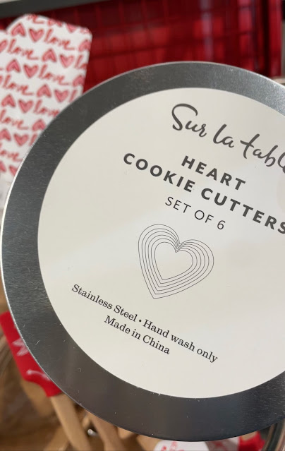 Heart cookie cutter set, Valentine's Day plate, heart plates, cupid plates, Valentine's Day mugs, cupid mugs, heart mugs, heart dishes, Valentine's Day  kitchen accessories, cute aprons, eyelet aprons, heart apron, cupid apron, cotton apron, Sur La Table Valentine's Day,