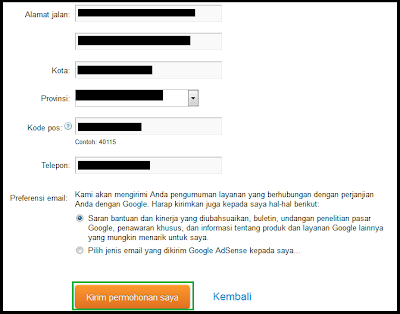 infoemasi alamat untuk google adsense