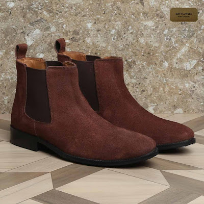 Brune Brown Suede Leather Handmade Men Chelsea Boots