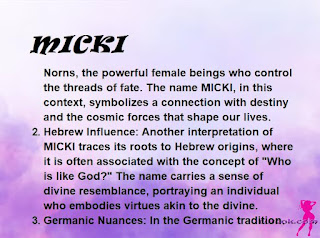 ▷ meaning of the name MICKI (✔)