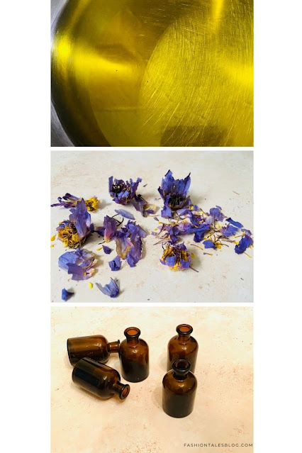 olive oil blue lotus flower petals