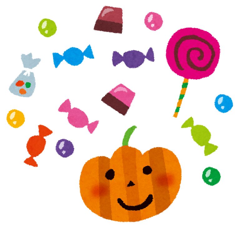 無料イラスト かわいいフリー素材集 ハロウィンのイラスト お菓子 キャンディー チョコレート