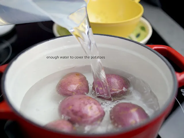 Fill up water to cover potatoes.