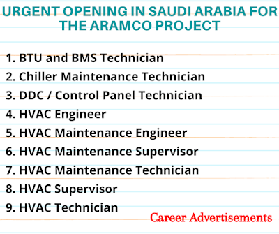 Urgent opening in Saudi Arabia for the ARAMCO project