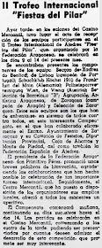 II Torneo internacional por equipos Fiestas del Pilar 1965, nota de prensa