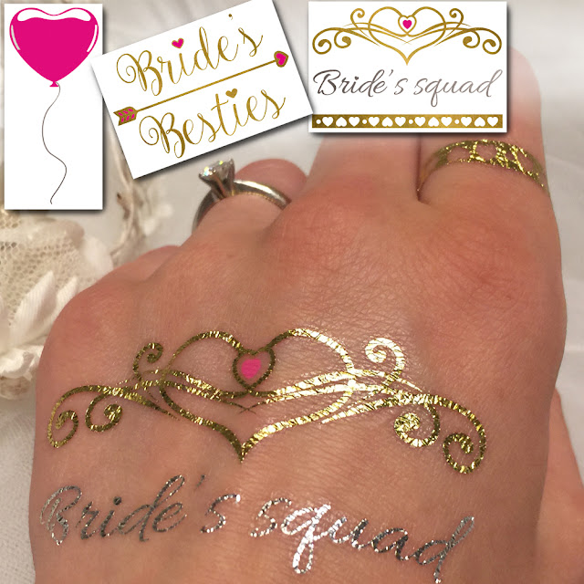 Metallic gold Bride's Besties and squad tattoos