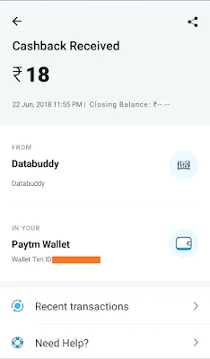 Databuddy app paytm proof image