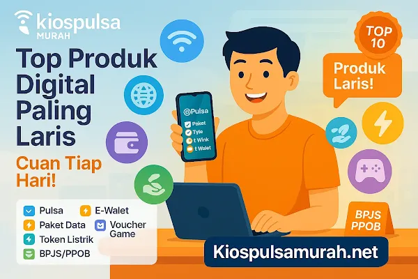 Ilustrasi agen pulsa menjual berbagai produk digital lewat aplikasi