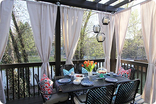 drapes on pergola