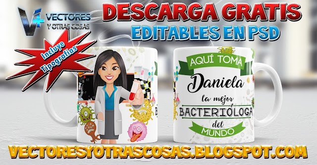 Diseño para sublimar Taza de Bacterióloga - Tazas de Profesiones