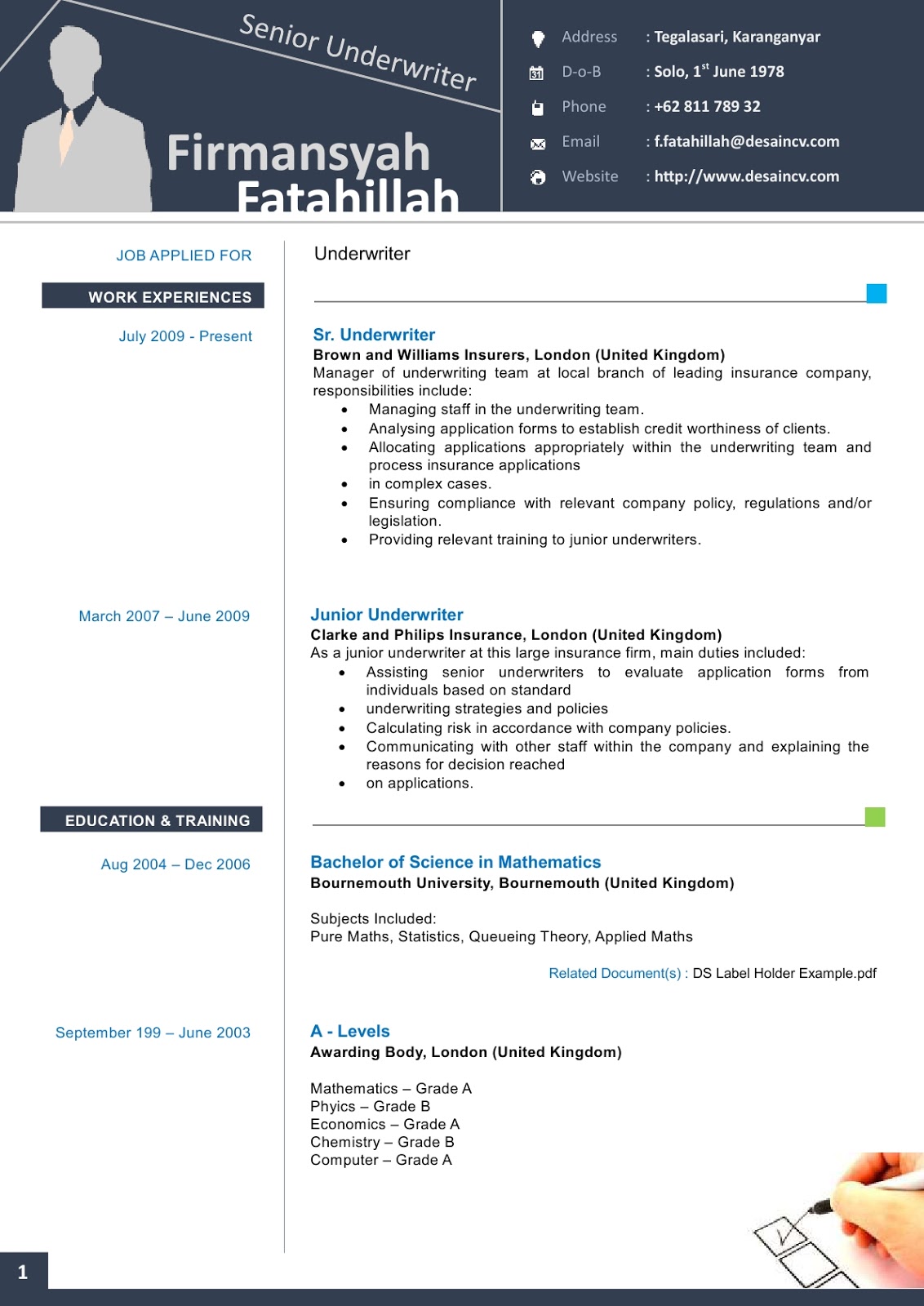 Desain CV Kreatif: Life Graph - Contoh Curriculum Vitae 