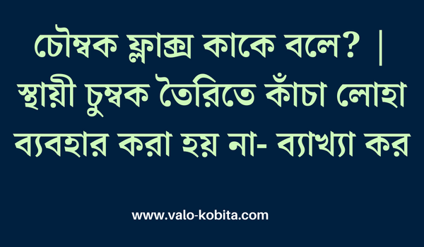 চৌম্বক ফ্লাক্স কাকে বলে? | স্থায়ী চুম্বক তৈরিতে কাঁচা লোহা ব্যবহার করা হয় না- ব্যাখ্যা কর