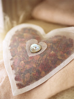 Sheer fabric heart filled with rose petals, by Adrienne Wyper on Made it!