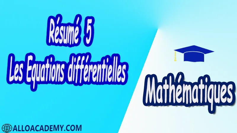 Résumé 5 Les équations différentielles pdf Mathématiques Maths Les équations différentielles Equation différentielle Interprétation Géométrique Equation différentielle du Premier Ordre Problème d’unicité Equation du 1er ordre à variable séparable Equation différentielle homogène Equation différentielle du type y0 = f(ax+ by+ c) Equation différentielle linéaire de 1er ordre Equation de Bernoulli Equation différentielle de Riccati Méthodes numériques pour les Equations différentielles Méthode d’Euler Méthode de Taylor d’ordre p Méthode de Runge-Kutta Théorème de Taylor-Lipschitz Fonction Lipschitziennes Théorème de Cauchy-Lipschitz Fonctions lipschitziennes fonction localement lipschitzienne Théorème de Cauchy-Lipschitz Systèmes linéaires à coefficients constants Exponentielle d’une matrice Système linéaire non-homogène Transformation de Laplace Stabilité des systèmes linéaires Cours résumés exercices corrigés devoirs corrigés Examens corrigés Contrôle corrigé travaux dirigés td