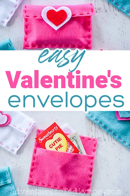 collage of felt diy envelopes with a valentine theme