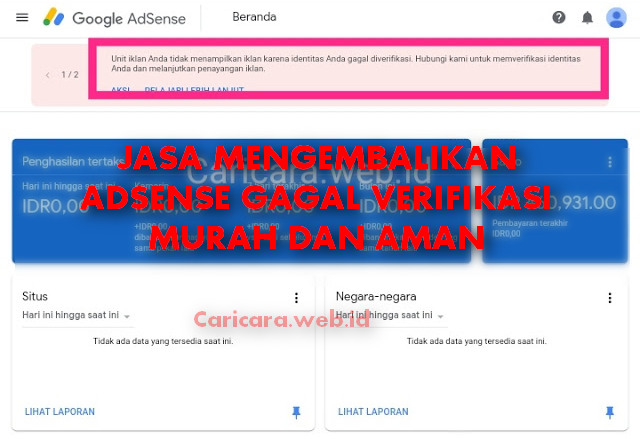 Jasa Mengembalikan Adsense Gagal Verifikasi ID Murah dan Aman