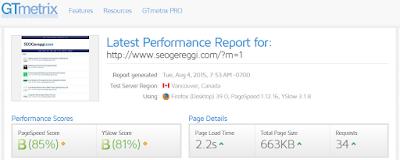 Report GTMetrix SEOGereggi.com